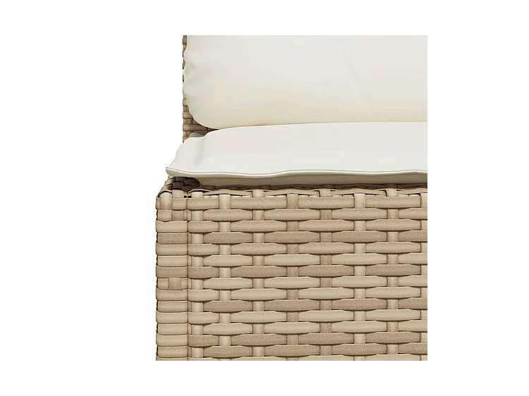 Canapé de jardin avec coussins 3 places beige résine tressée
