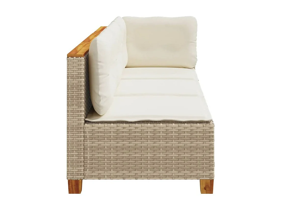 Canapé de jardin avec coussins 3 places beige résine tressée