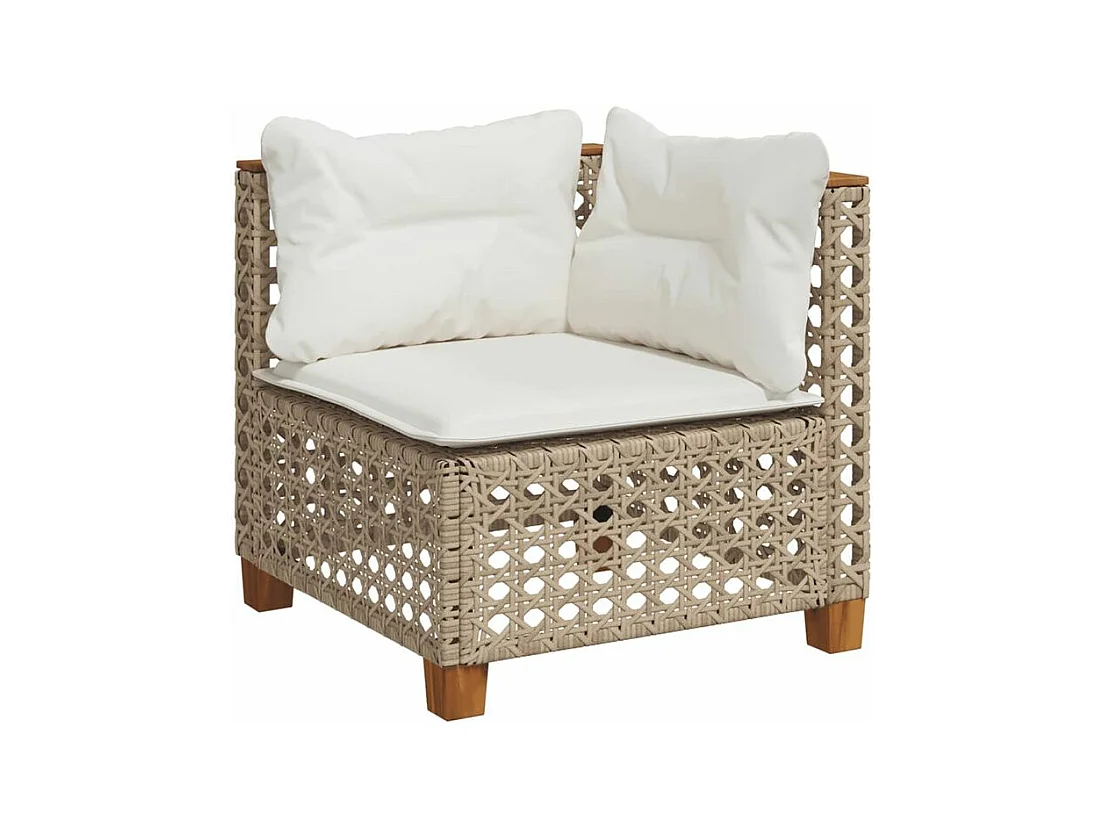 Salon de jardin avec coussins 5 pcs beige résine tressée
