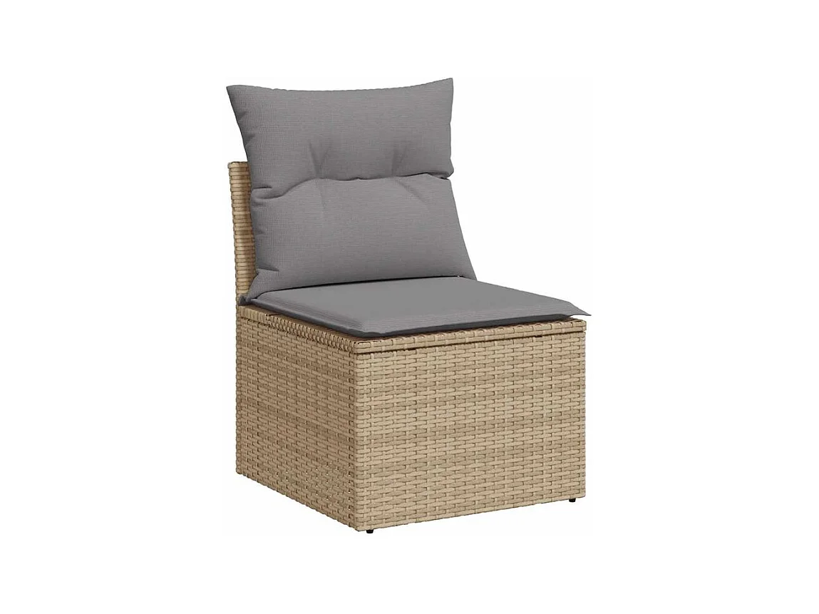 Salon de jardin avec coussins 7 pcs beige résine tressée
