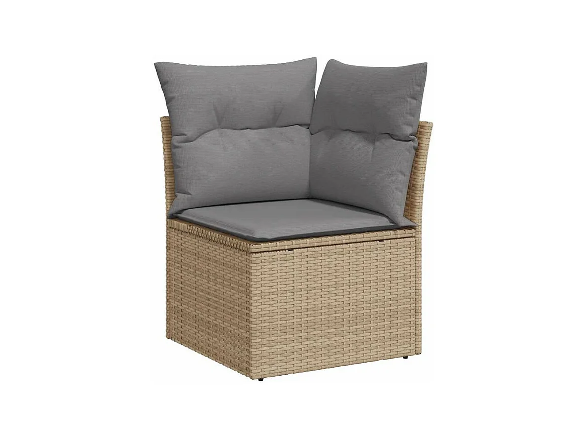 Salon de jardin avec coussins 7 pcs beige résine tressée