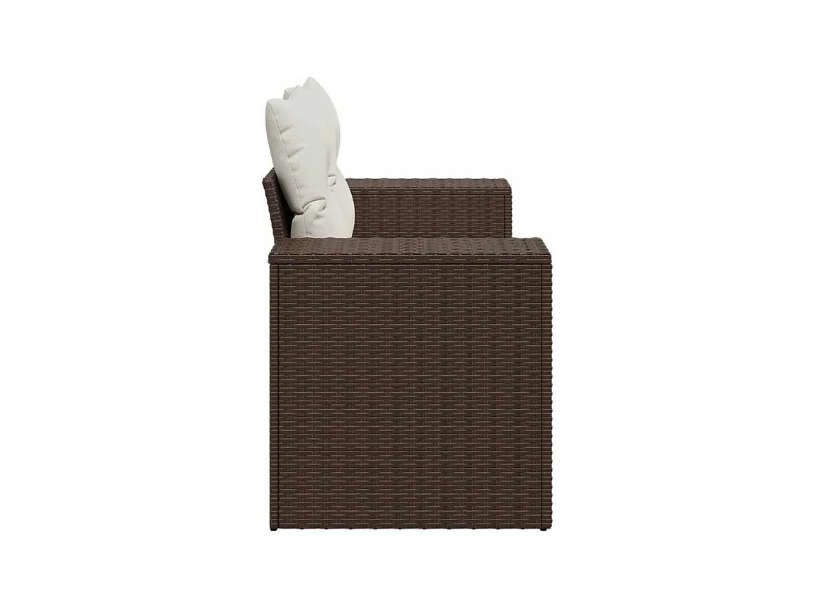 Canapé de jardin avec coussins 2 places marron résine tressée