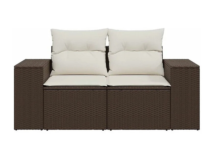 Canapé de jardin avec coussins 2 places marron résine tressée