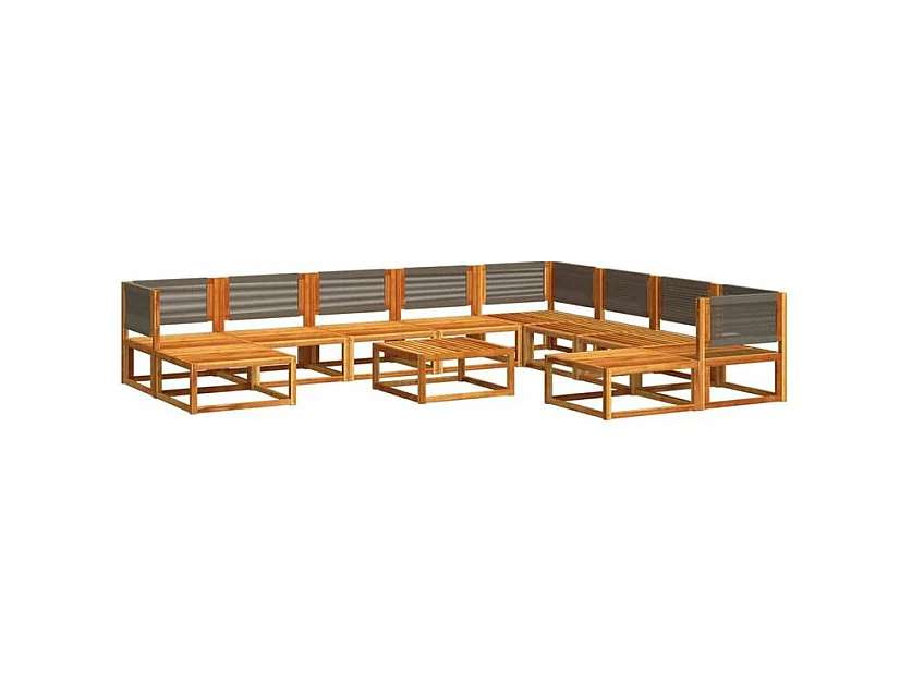 Salon de jardin avec coussins 11 pcs bois massif d'acacia