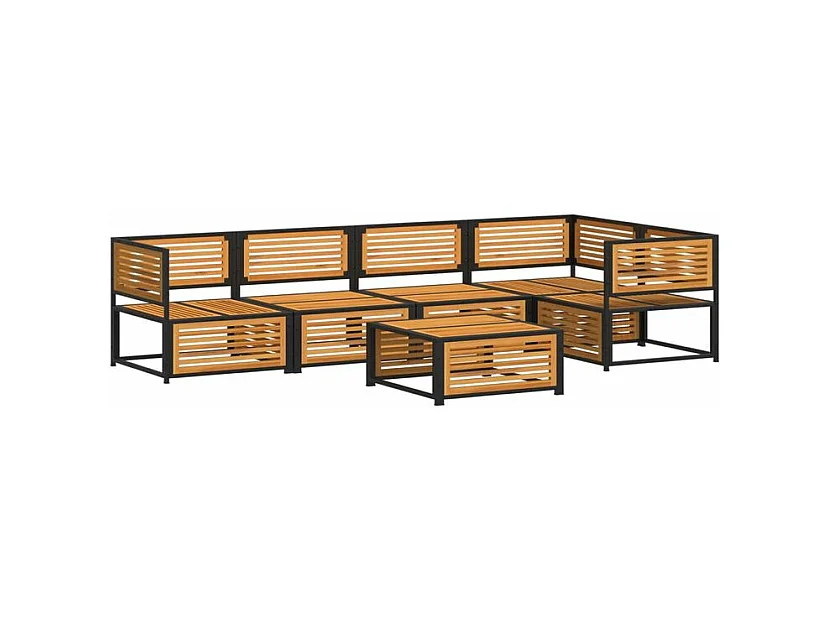 Salon de jardin avec coussins 6 pcs bois d'acacia solide