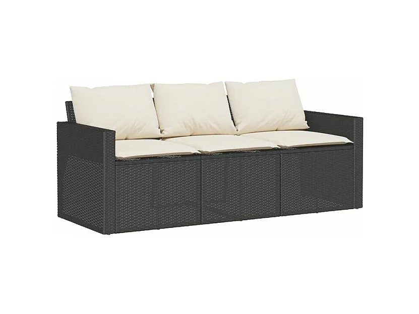 Salon de jardin 6 pcs avec coussins noir résine tressée