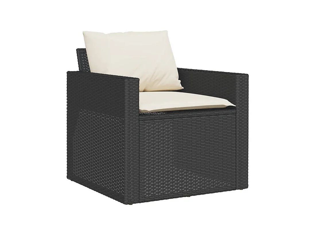 Salon de jardin 6 pcs avec coussins noir résine tressée