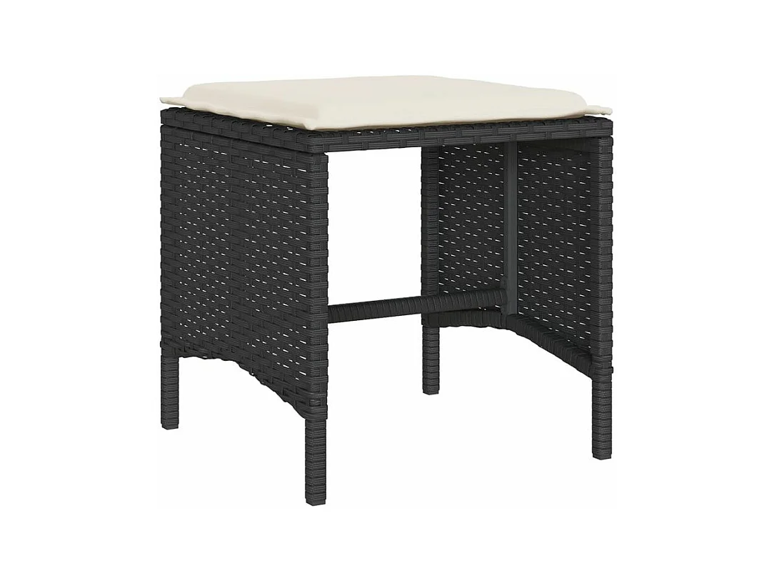 Salon de jardin 6 pcs avec coussins noir résine tressée