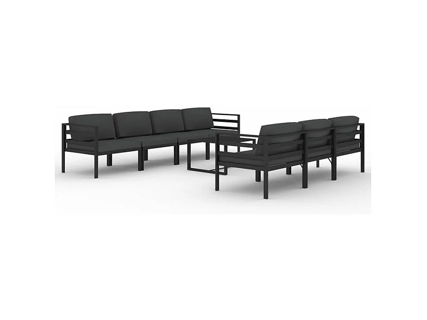 Salon de jardin 8 pcs avec coussins Aluminium Anthracite