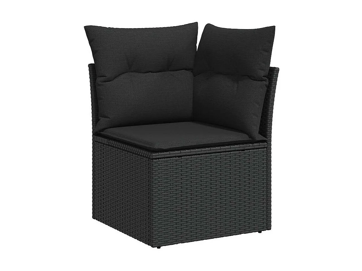 Salon de jardin 11 pcs avec coussins noir résine tressée