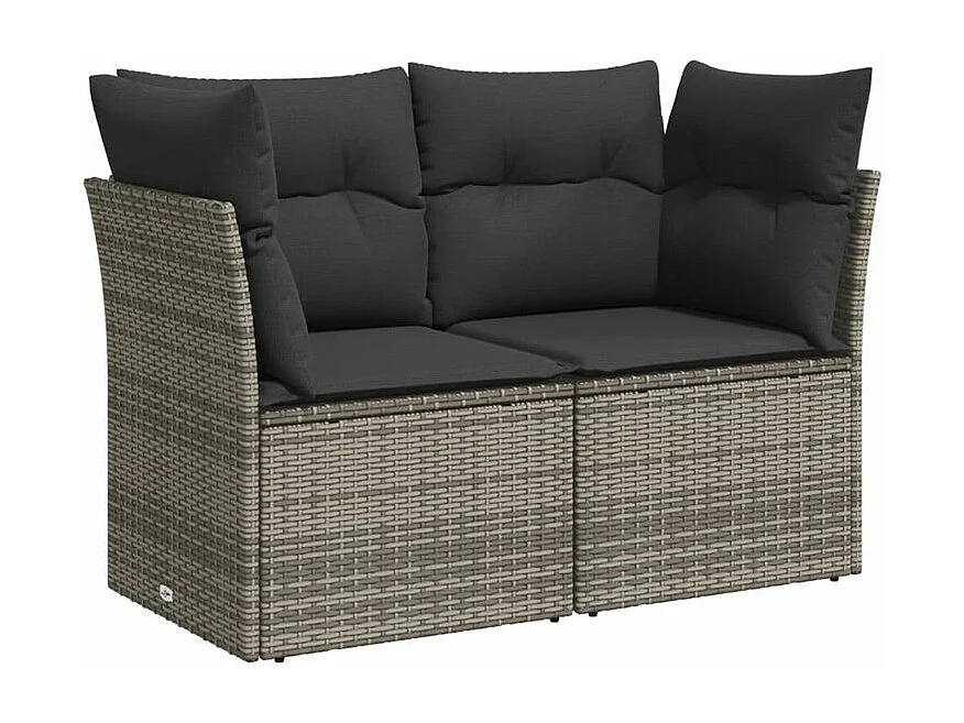 Salon de jardin avec coussins 10 pcs gris résine tressée