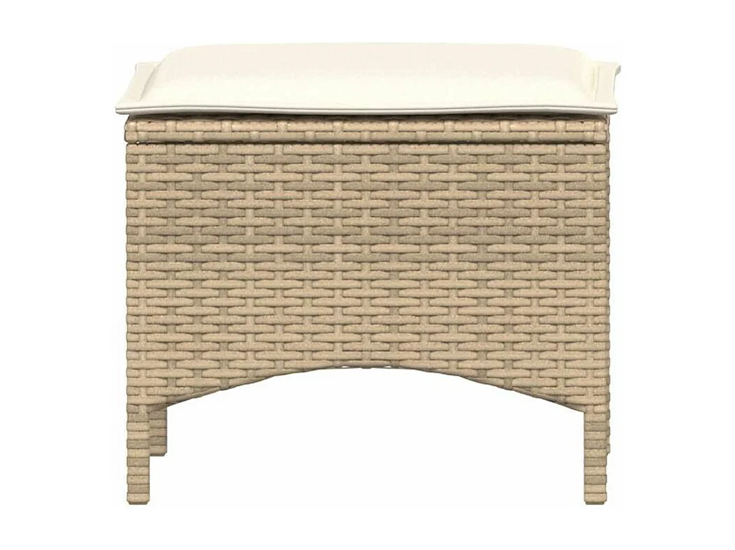 Ensemble à manger de jardin et coussins 3 pcs Beige poly rotin