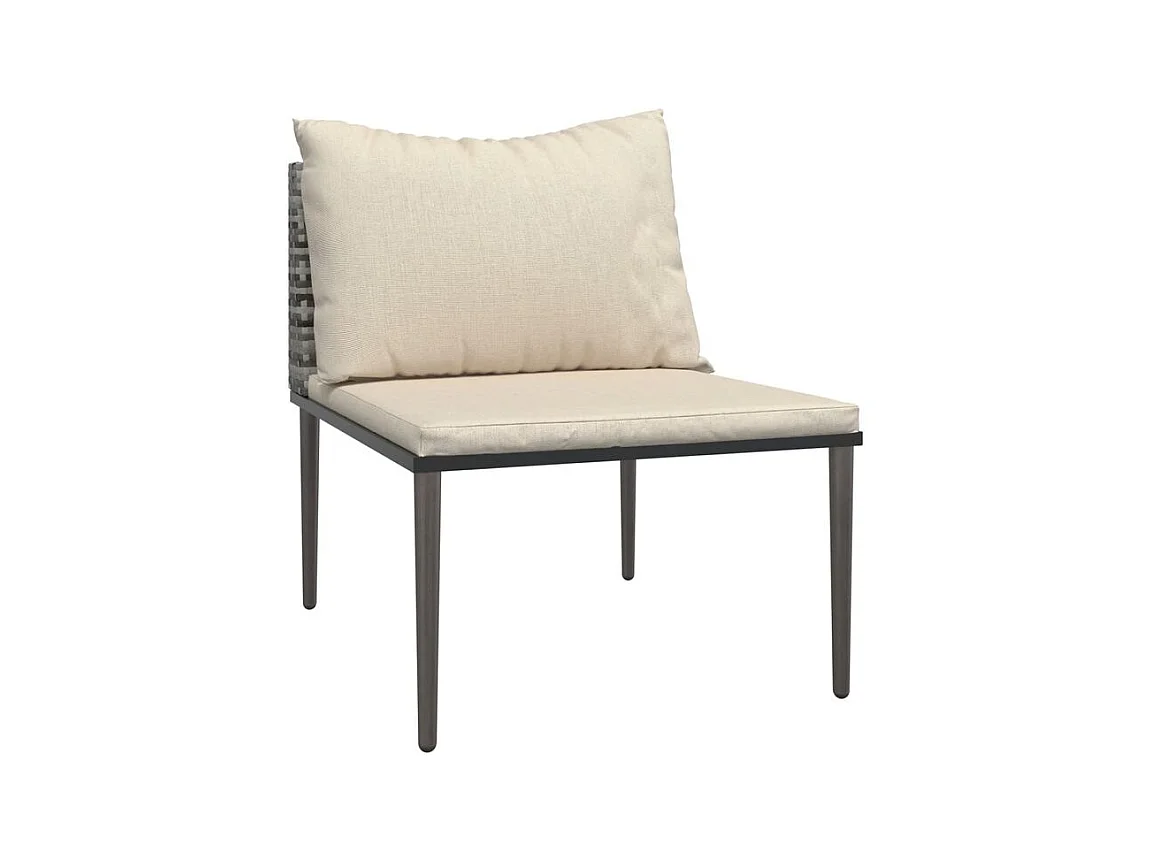 Salon de jardin 3 pcs avec coussins Gris Résine tressée