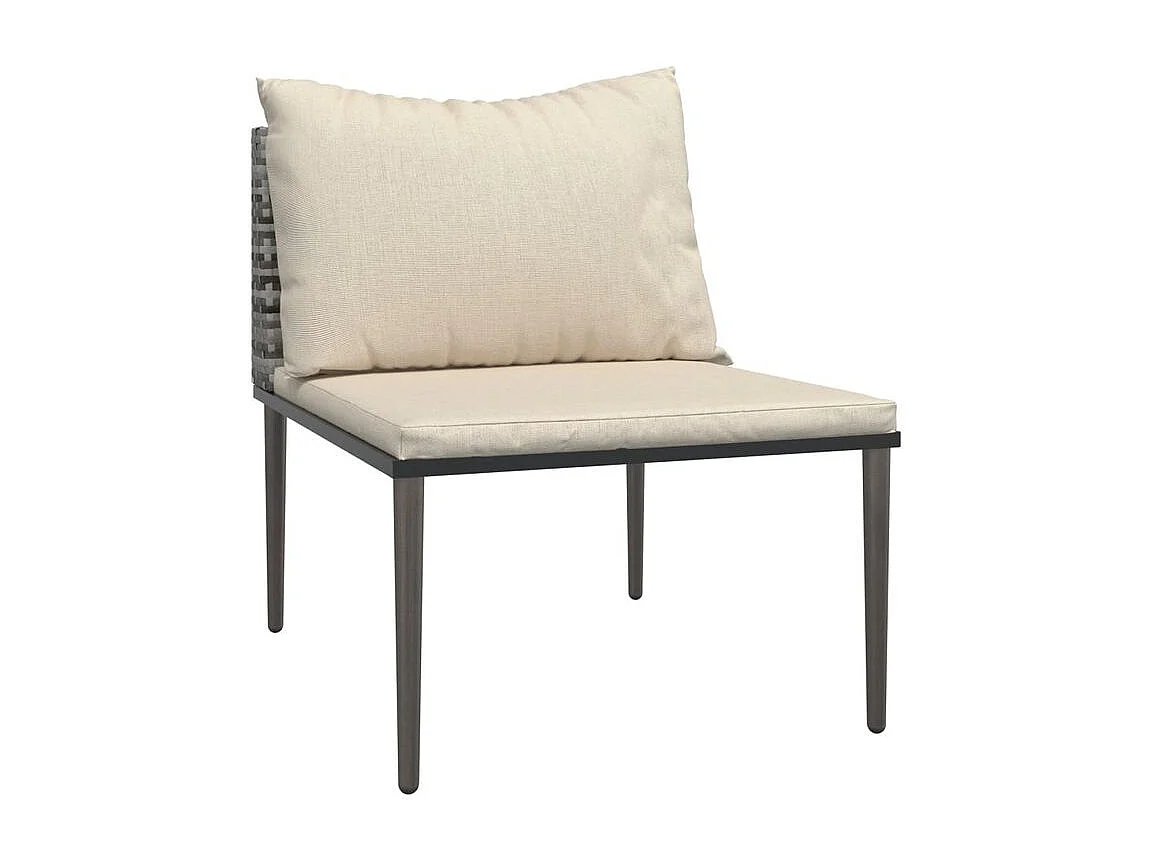 Salon de jardin 3 pcs avec coussins Gris Résine tressée