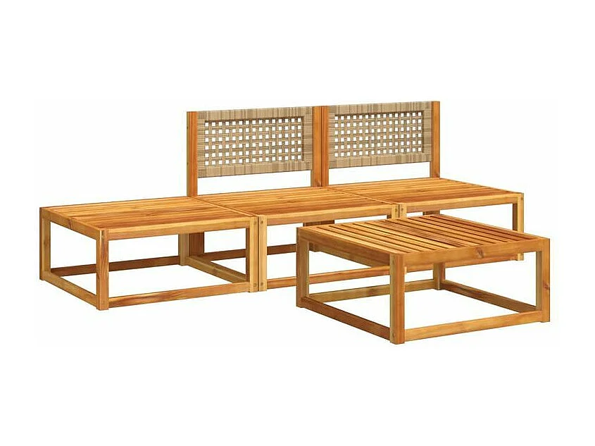 Salon de jardin avec coussins 4 pcs bois d'acacia massif