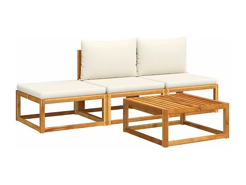 Salon de jardin avec coussins 4 pcs bois d'acacia massif