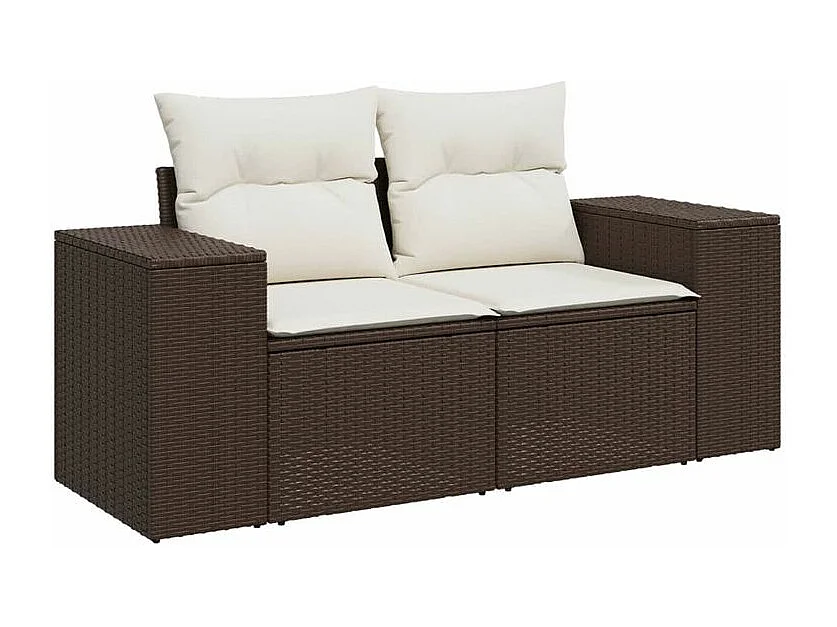 Salon de jardin avec coussins 5 pcs marron résine tressée