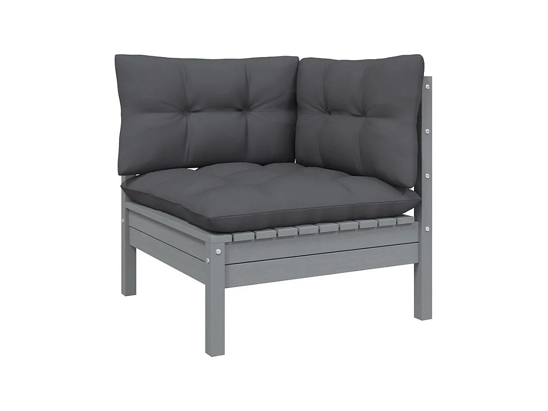 Salon de jardin 7 pcs avec coussins bois de pin massif