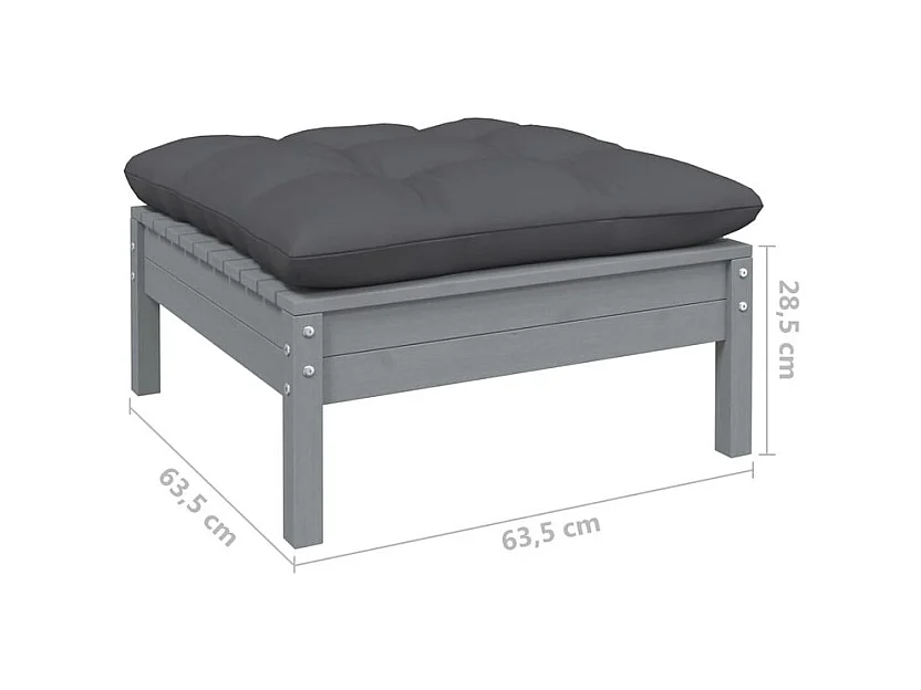 Salon de jardin 7 pcs avec coussins bois de pin massif