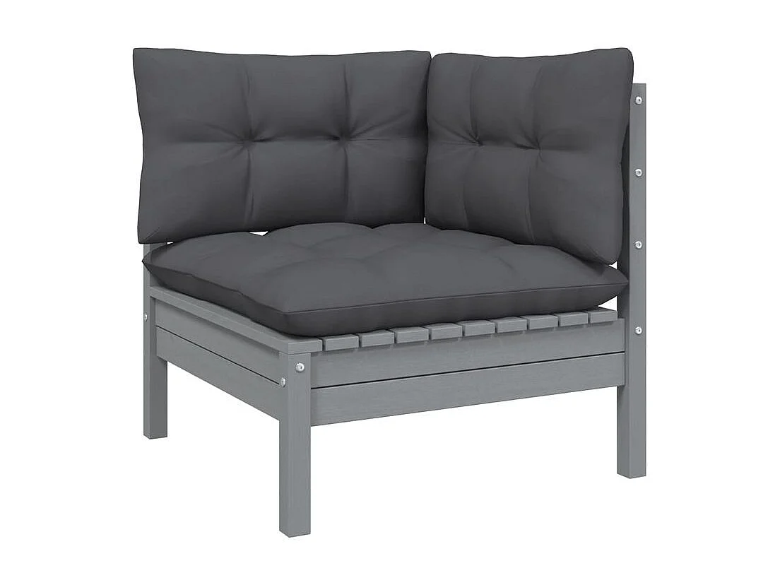 Salon de jardin 7 pcs avec coussins bois de pin massif