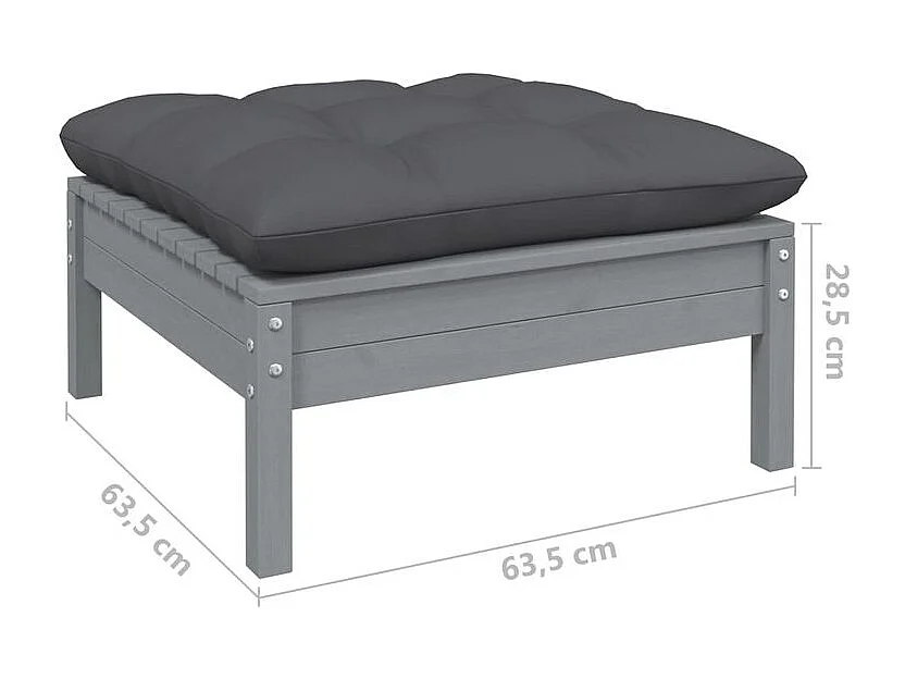 Salon de jardin 7 pcs avec coussins bois de pin massif