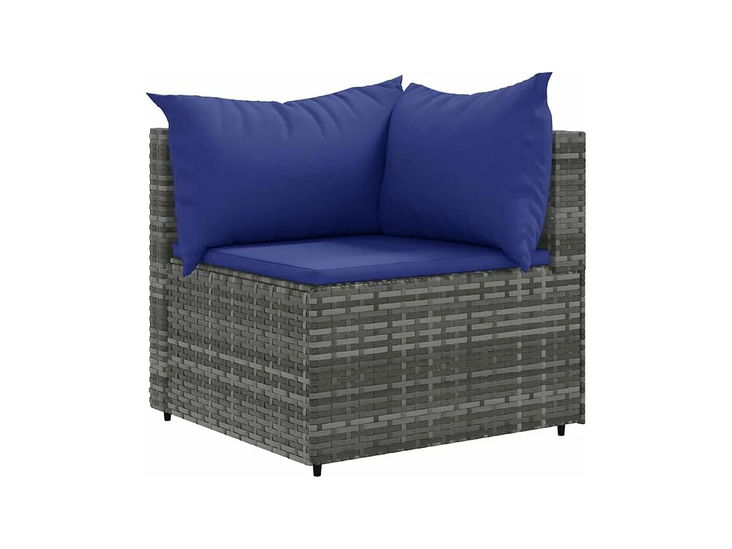 Salon de jardin 6 pcs avec coussins Gris Résine tressée