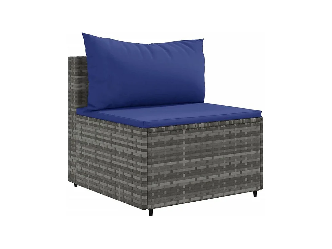 Salon de jardin 6 pcs avec coussins Gris Résine tressée