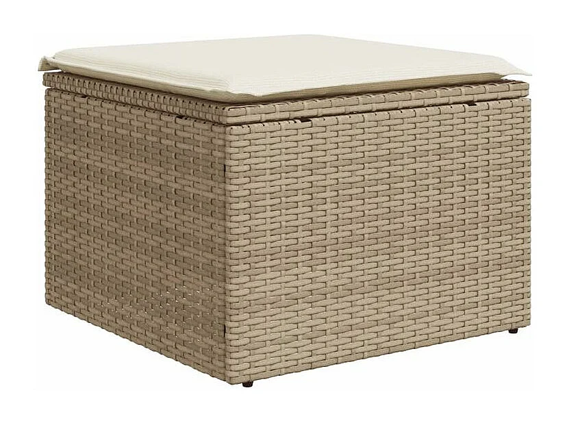 Salon de jardin avec coussins 8 pcs beige résine tressée