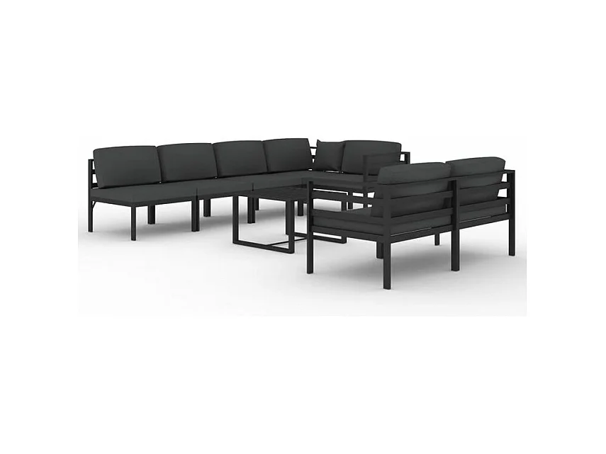 Salon de jardin 8 pcs avec coussins Aluminium Anthracite
