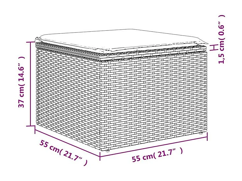 Salon de jardin avec coussins 6 pcs marron résine tressée
