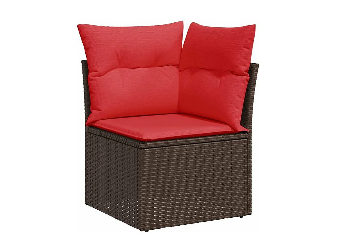 Salon de jardin 8pcs avec coussins marron résine tressée acacia