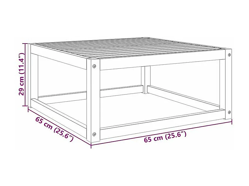 Table de jardin 65x65x29 bois massif d'acacia