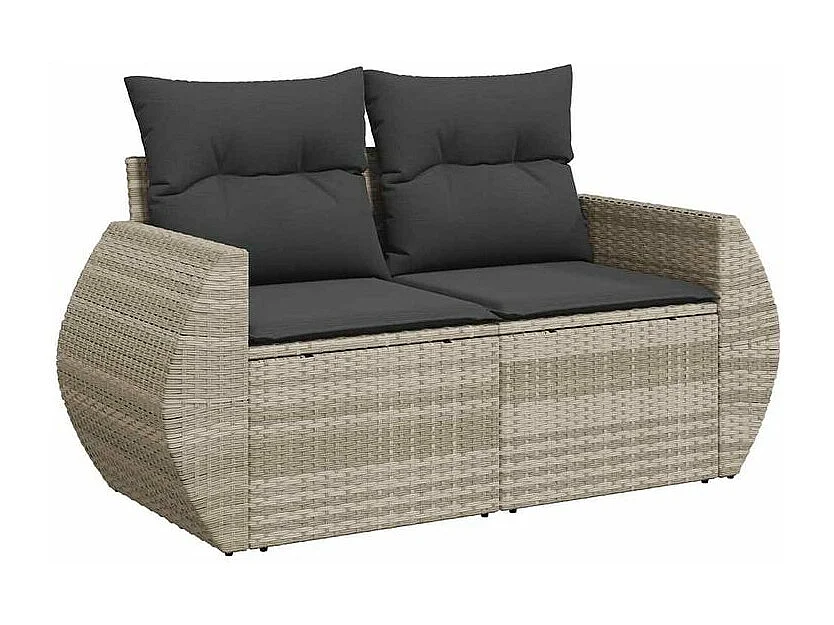 Salon de jardin 4 pcs avec coussins gris clair résine tressée