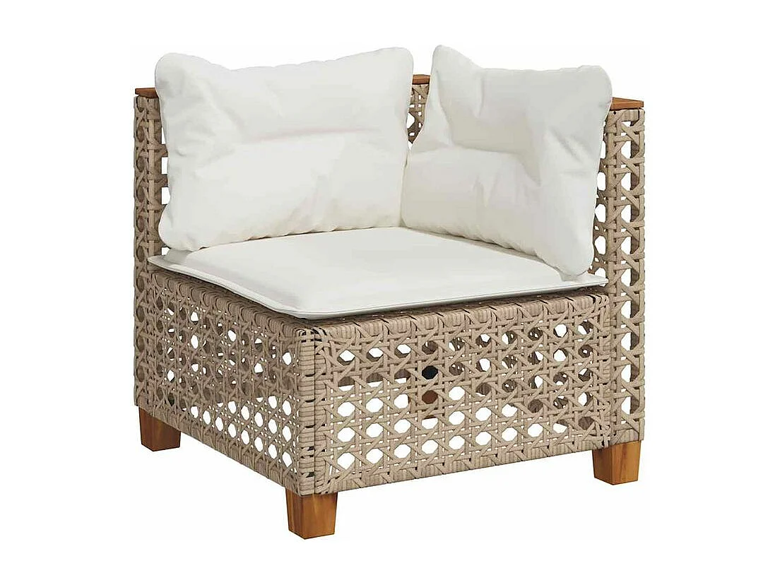 Salon de jardin avec coussins 4 pcs beige résine tressée