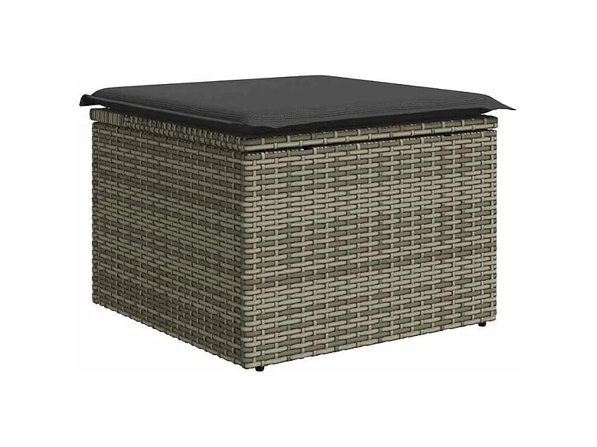 Salon de jardin 6 pcs avec coussins gris résine tressée