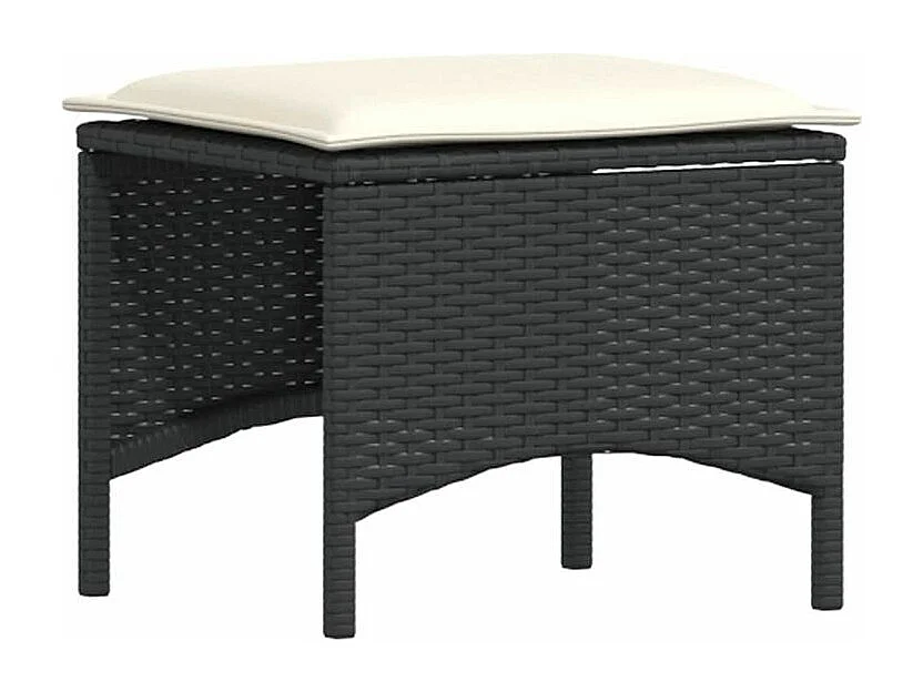 Salon de jardin 4 pcs avec coussins noir résine tressée