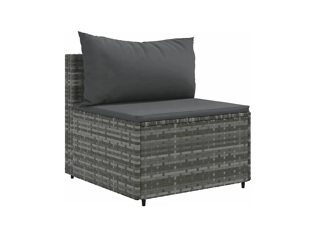 Salon de jardin 5 pcs avec coussins gris résine tressée