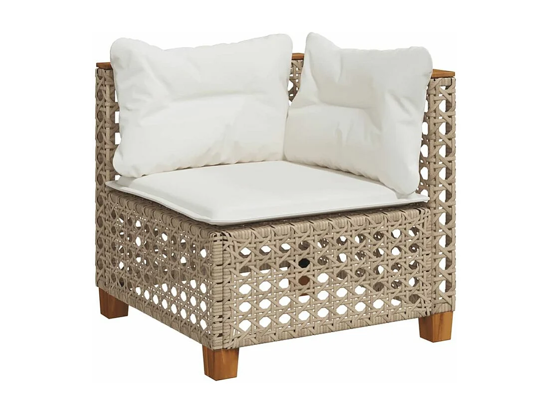 Salon de jardin avec coussins 6 pcs beige résine tressée