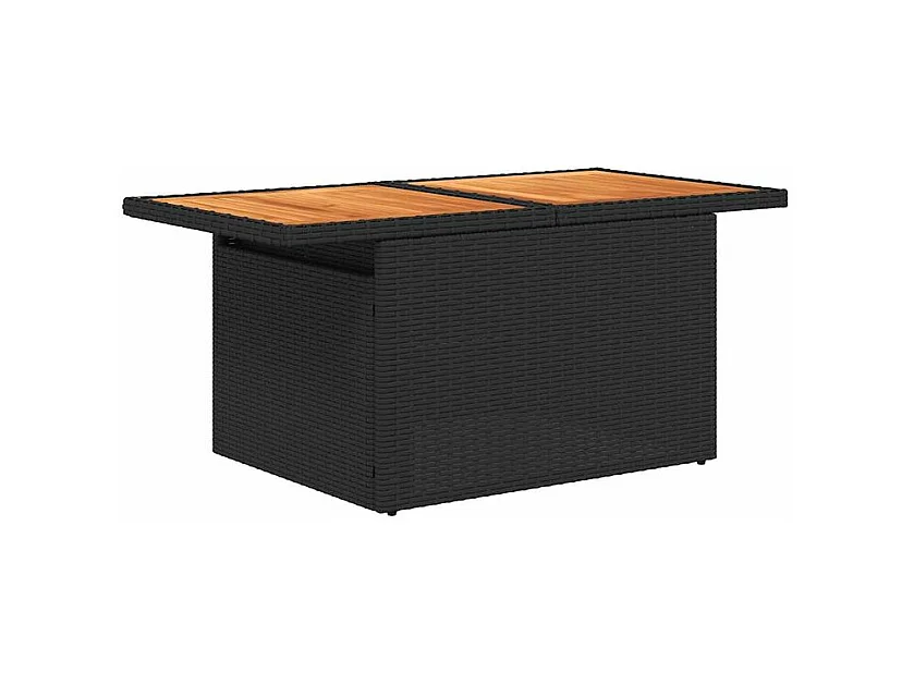 Salon de jardin avec coussins 8 pcs noir résine tressée acacia