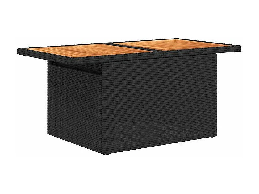 Salon de jardin 10 pcs avec coussins noir résine tressée acacia