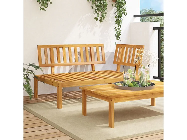 Canapé d'angle palette de jardin bois massif d'acacia