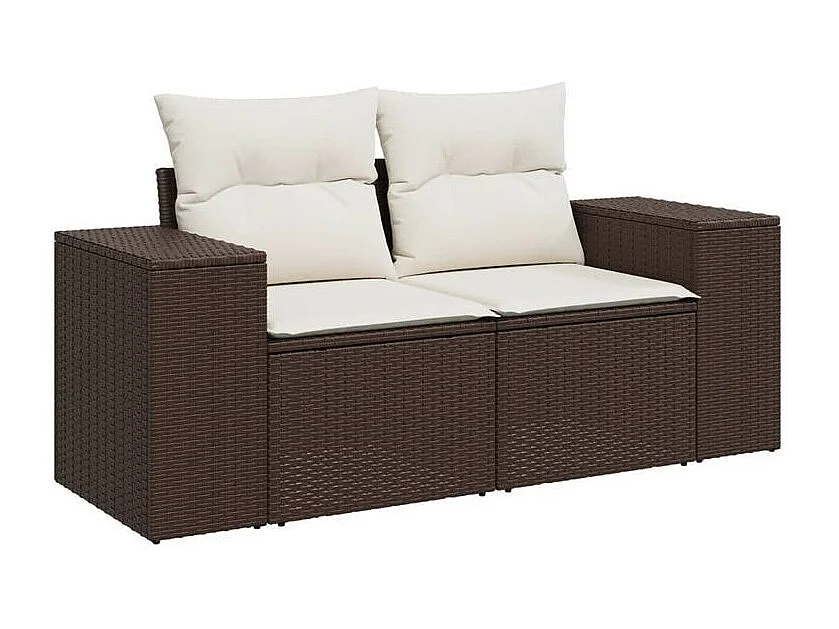 Salon de jardin avec coussins 9 pcs marron résine tressée