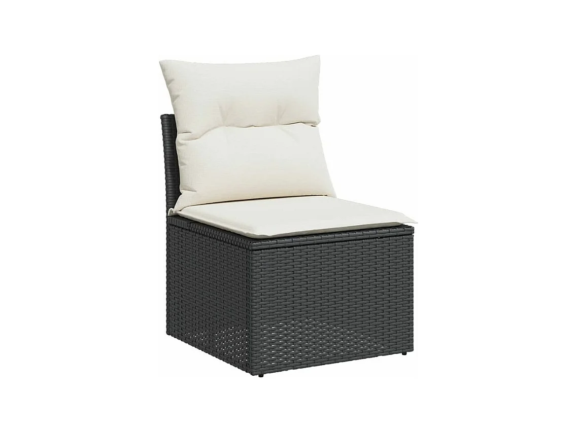 Salon de jardin 6 pcs avec coussins noir résine tressée