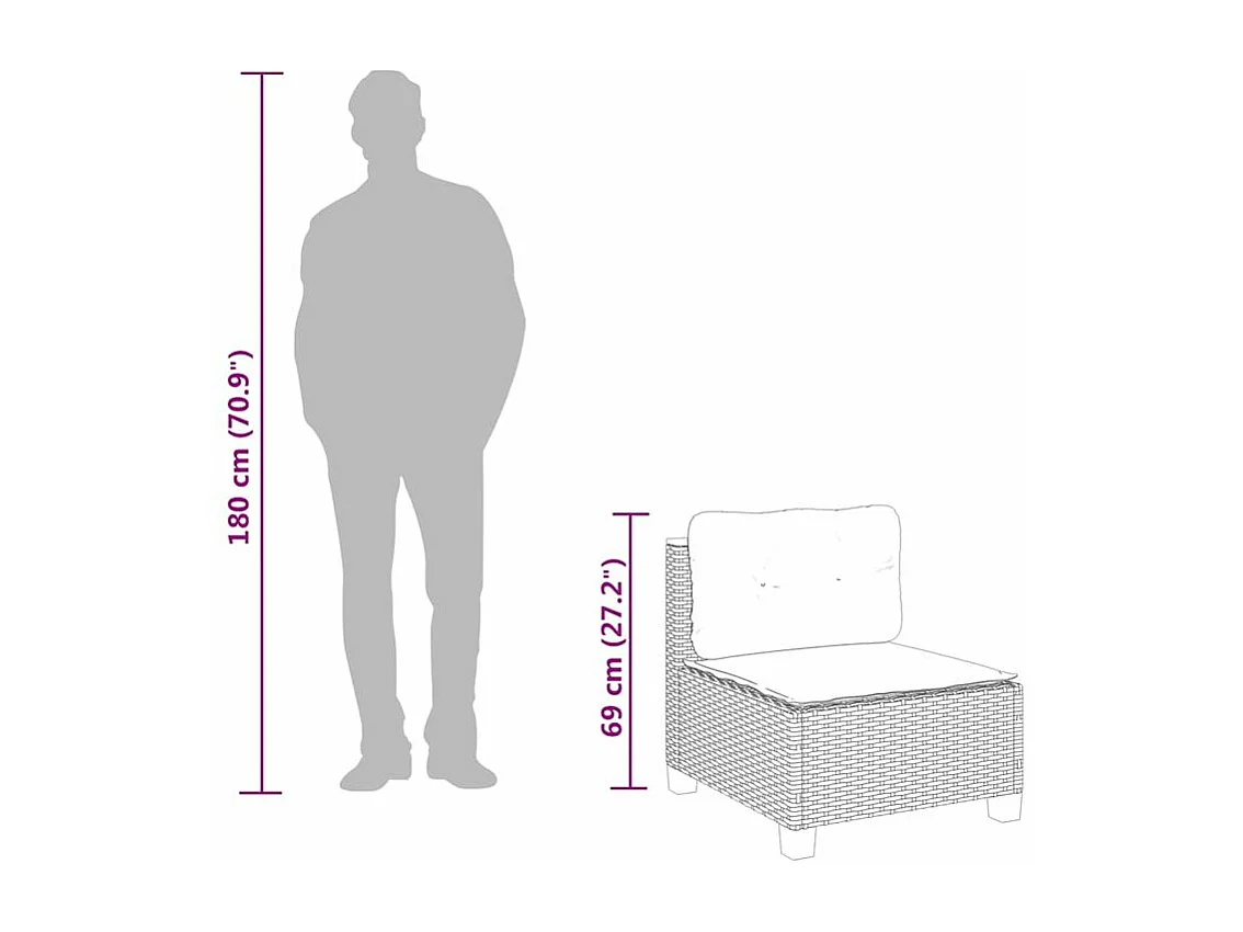 Salon de jardin 11 pcs avec coussins beige résine tressée