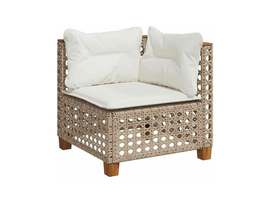 Salon de jardin avec coussins 6 pcs beige résine tressée