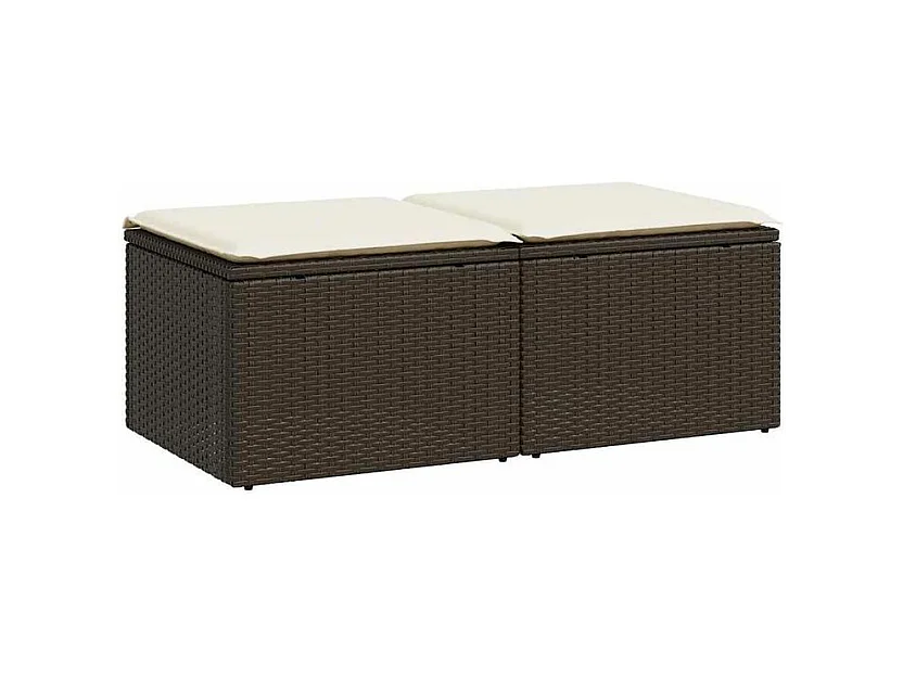 Salon de jardin avec coussins 2pcs marron résine tressée acacia