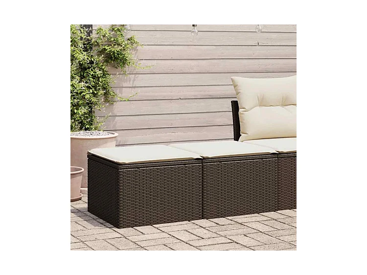 Salon de jardin avec coussins 2pcs marron résine tressée acacia