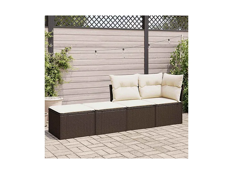 Salon de jardin avec coussins 2pcs marron résine tressée acacia