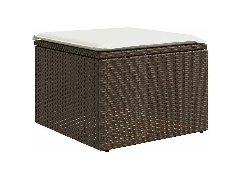 Salon de jardin avec coussins 2pcs marron résine tressée acacia