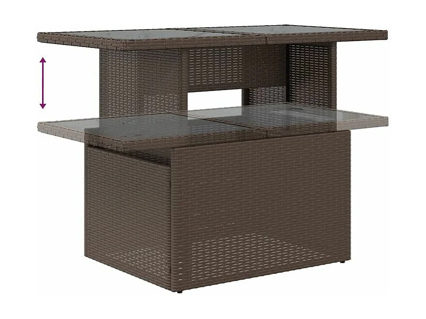 Salon de jardin avec coussins 5 pcs marron résine tressée